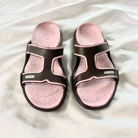 CROCS Shoes - brown and pink Crocs Florence slide sandals  US 7 Discontinued